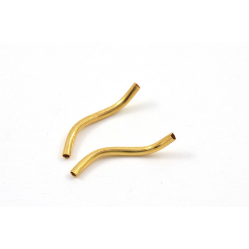 WAVED TUBE GOLD PLATED BEAD 19MM